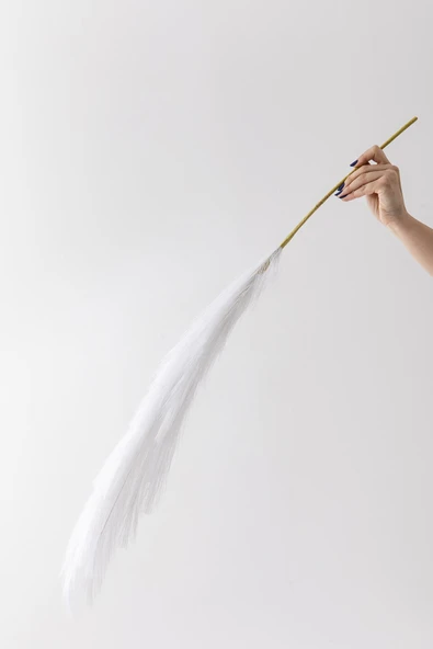 Güleç Yapay Çiçek Yapay Pampas Çiçeği 100 Cm Tek Dal Beyaz - Resim 4