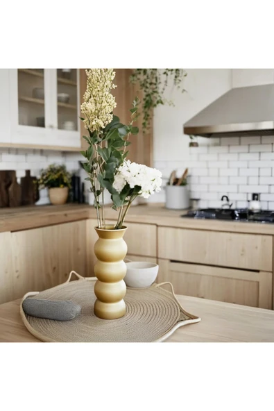 SEVMİNE Sade Gold Zarif Bohem Beyaz Iskandinav Tarzı Trend Vazo 20 cm ürün görseli 1