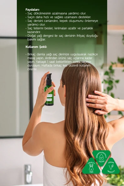 Biberiye Yağı %100 Doğal Dökülme Karşıtı, Saç Uzamasını Destekleyici ve Kepek Önleyici - 50 ml - Resim 4