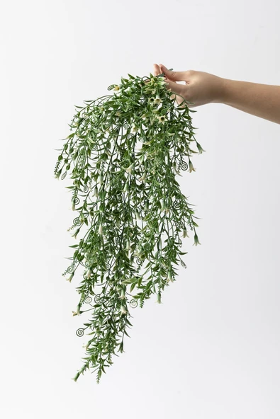 Güleç Yapay Çiçek Yapay Sarmaşık Uv Korumalı Küpe Yeşil Beyaz 80 Cm 5 Dal - 3
