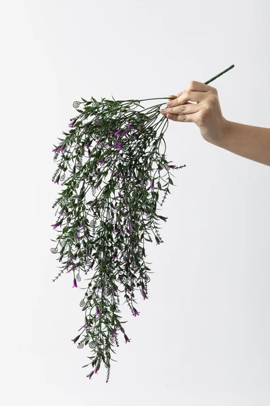 Güleç Yapay Çiçek Yapay Sarmaşık Uv Korumalı Küpe Yeşil Mor 80 Cm 5 Dal - 5