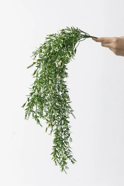 Güleç Yapay Çiçek Yapay Sarmaşık Uv Korumalı Küpe Yeşil Beyaz 80 Cm 5 Dal