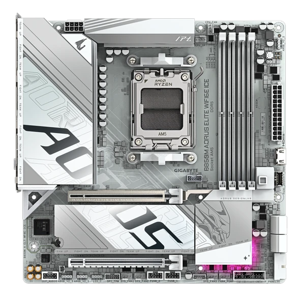 Gigabyte B850M Aorus Elite WIFI6E Ice AMD AM5 DDR5 Micro ATX Anakart - 2