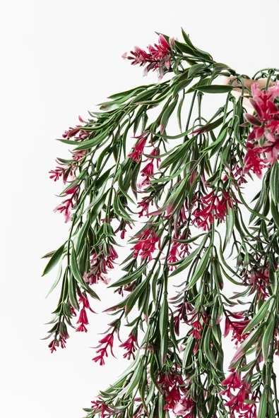 Güleç Yapay Çiçek Yapay Sarmaşık Uv Korumalı Küpe Yeşil Pembe 80 Cm 5 Dal - 4