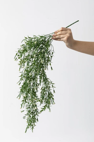 Güleç Yapay Çiçek Yapay Sarmaşık Uv Korumalı Küpe Yeşil Beyaz 80 Cm 5 Dal - 5