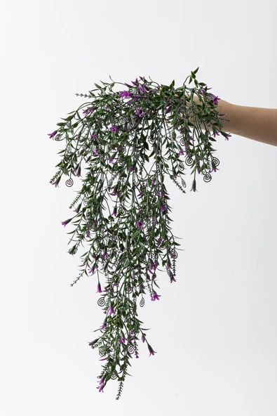 Güleç Yapay Çiçek Yapay Sarmaşık Uv Korumalı Küpe Yeşil Mor 80 Cm 5 Dal - 3