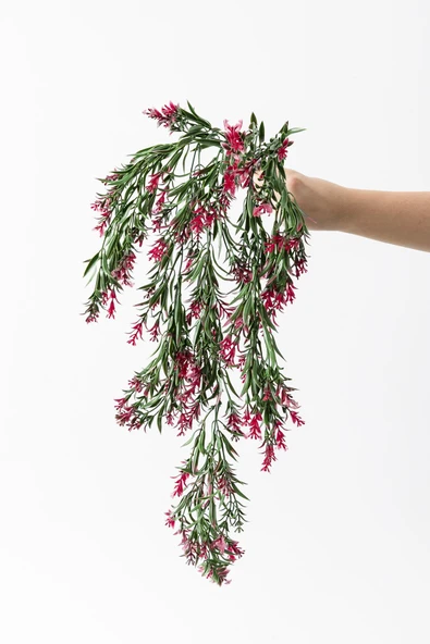 Güleç Yapay Çiçek Yapay Sarmaşık Uv Korumalı Küpe Yeşil Pembe 80 Cm 5 Dal - 3