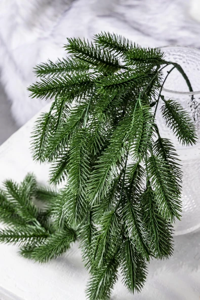 Güleç Yapay Çiçek Yapay Çam Sarmaşık Uv Korumalı Koyu Yeşil 75 Cm 5 Dal - 2