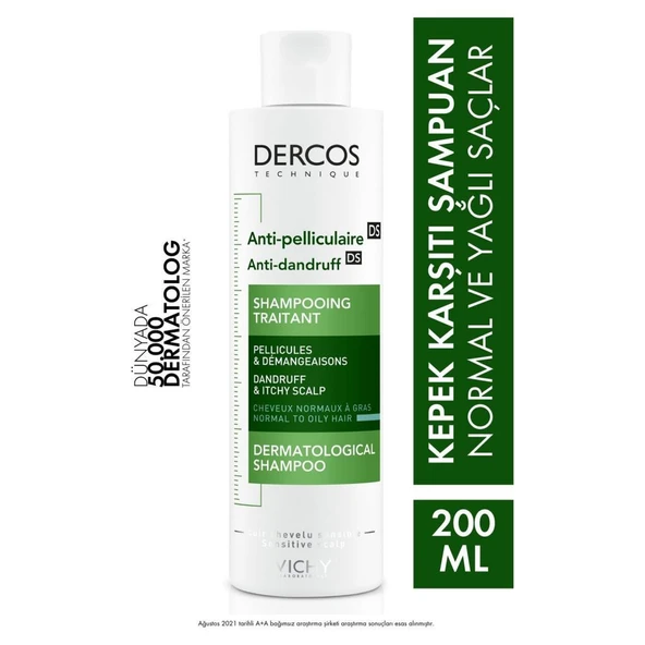 Vichy Dercos Anti-Pelliculaire Anti-Dandruff Kepek Karşıtı Şampuan 200 ml - Normal ve Yağlı Saç