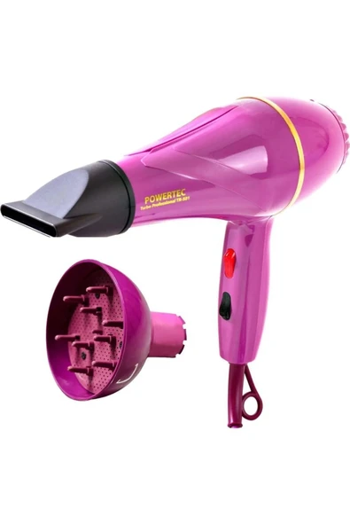 Powertec TR-501+Renkli Vigo Başlıklı Profesyonel Renkli Fön Makinesi