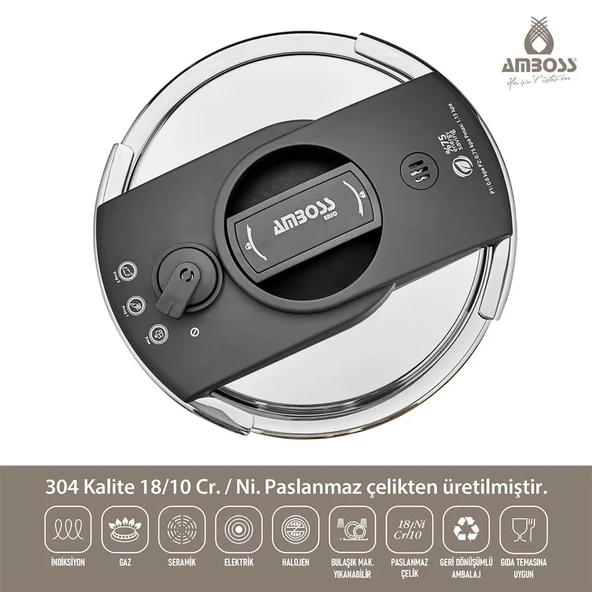 Amboss ENİ-8675 Enio Matik 22 cm 6 lt Düdüklü Tencere - 3