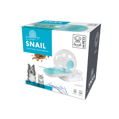 M-Pets Snail Hazneli Kedi ve Köpek Su ve Mama Kabı Mavi 2800 Ml