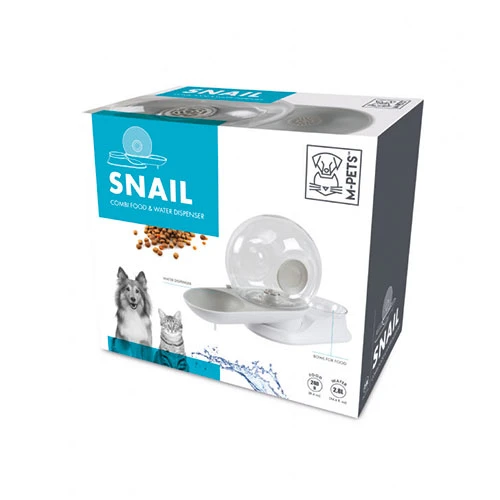 M-Pets Snail Hazneli Kedi ve Köpek Su ve Mama Kabı Beyaz 2800 Ml