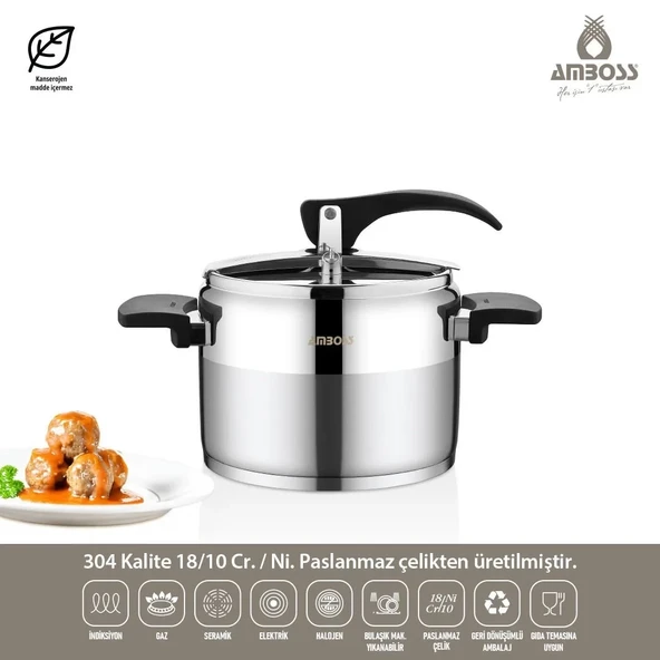 Amboss Enio Klasik 8 lt Düdüklü Tencere - 4