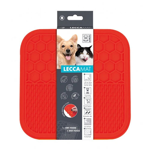M-Pets Lecca Kedi ve Köpekler İçin Yavaş Beslenme Ödül Matı Medium Kırmızı 21x21 CM