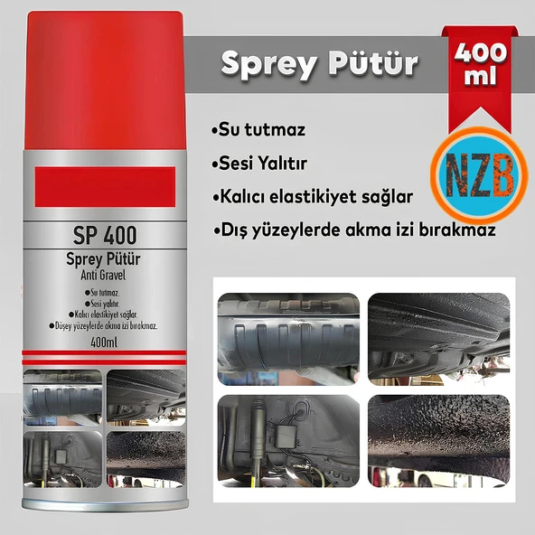 Anti Gravel Sprey Pütür Su Tutmaz Ses Yalıtımlı Boyanabilir Kaplama Araç Araba Çamurluk Koruma 400ml