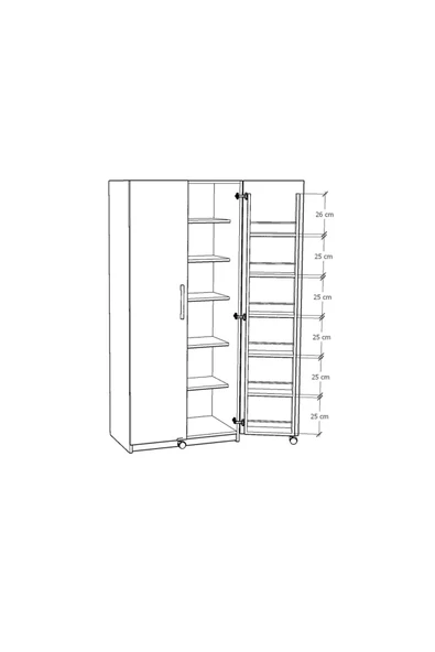 Mutfak Kiler Dolabı Beyaz & Afrika Ceviz Mk-06 - 5