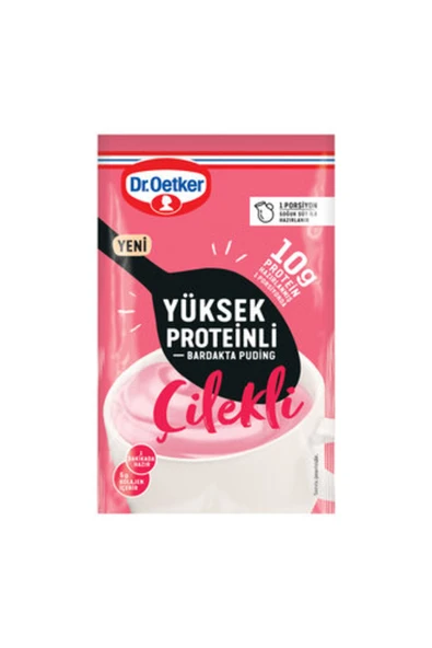 Dr. Oetker Dr.Oetker Bardakta Yüksek Proteinli Çilekli Puding ( 5 ADET ) ürün görseli 1