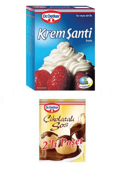 Dr. Oetker Krem Şanti 3x75 g. + 2'li Çikolatalı Sos Pastacılık Seti