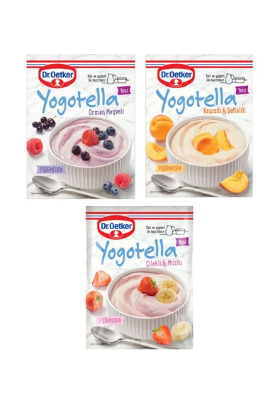 Dr. Oetker Orman Meyveli, Çilekli&Muzlu, Kayısılı&Şeftalili Yogotella 3'lü Paket ürün görseli 1