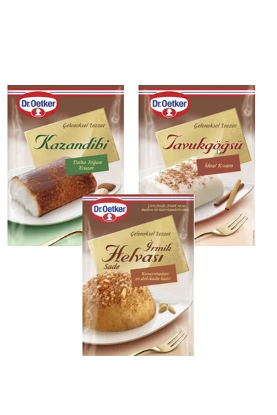 Dr. Oetker Dr.Oetker Geleneksel Lezzet İrmik Helva 400 g Kazandibi 165 g Tavukgöğsü 129 g 3 lü Set ürün görseli 1