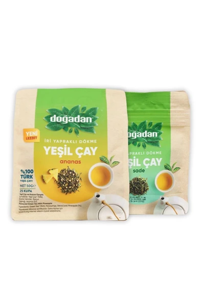Doğadan Dökme Yeşil Çay Ananas 50 Gr Ve Sade 60 Gr