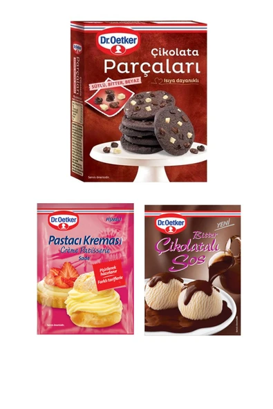 Dr. Oetker Çikolata Parçaları + Bitter Çikolatalı Sos + Pastacı Kreması ürün görseli