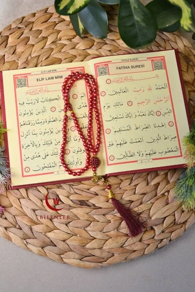Kutulu İnci Tesbihli Yasin Kitabı Çanta Boy Termo Deri Kaplı Bordo 10 Adet– Arapça, Türkçe Okunuşlu ve Mealli – 128 Sayfa  Hac Umre ve Mevlit Hediyeliği - Resim 3