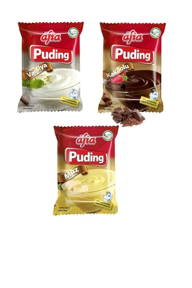 Afia Helal Sertifikalı Puding 3'lü Ürün (VANİLYALI - KAKAOLU - MUZLU)