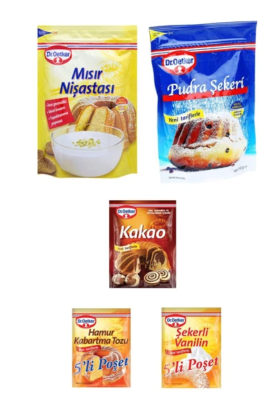 Dr. Oetker Kurabiye Malzeme Paketi-2 Mısır Nişastası  Pudra Şekeri Vanilya Kakao Kabartma Tozu - 1