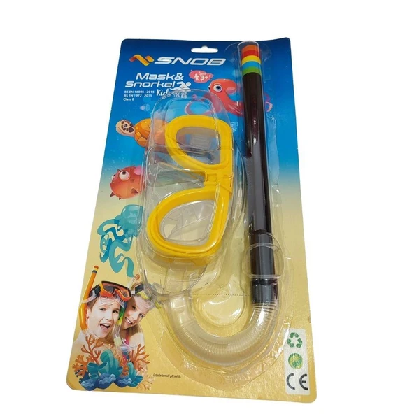 Snob Kartelada Çocuk Maske Şnorkel Seti 3+ (Sarı) - 3