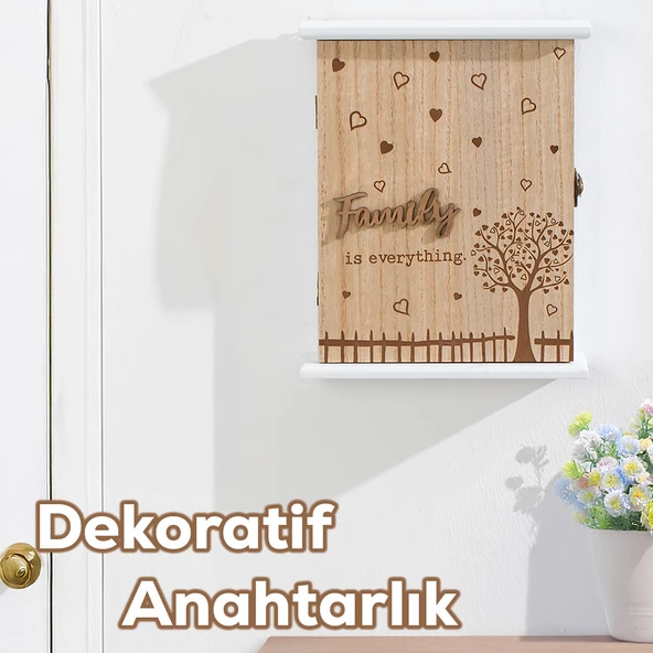 Porsima 2072 Duvara Montajlı Dekoratif Anahtarlık Dolabı - Duvar Askılı Anahtar Saklama Kabini 18,5X25,5cm - 1