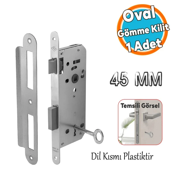 Oda Kapı PVC Kapı Ahşap Kapı WC Banyo Gömme Kilit Gövde Kilidi Silindirsiz Barelsiz Anahtarlı 45 mm