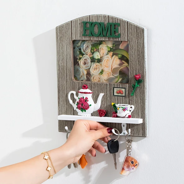 Porsima 2070 Duvara Montajlı Dekoratif Anahtarlık - Duvar Askılı Anahtar Düzenleyici 22X26,5cm - 2