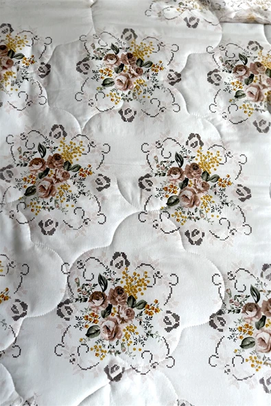 Alla Turca Çift Kişilik Yazlık Uyku Seti | Düz Çarşaflı | Kanaviçe Sütlü Kahve - 6