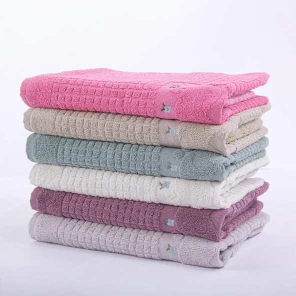 Homedius Banyo Çiçekli Pamuklu Ayak Havlusu 50x70cm Pembe 2'li - 5