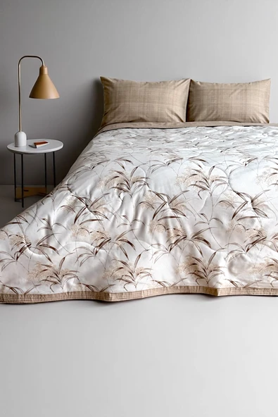 Alla Turca Çift Kişilik Yazlık Uyku Seti | Düz Çarşaflı | Natura Sütlü Kahve