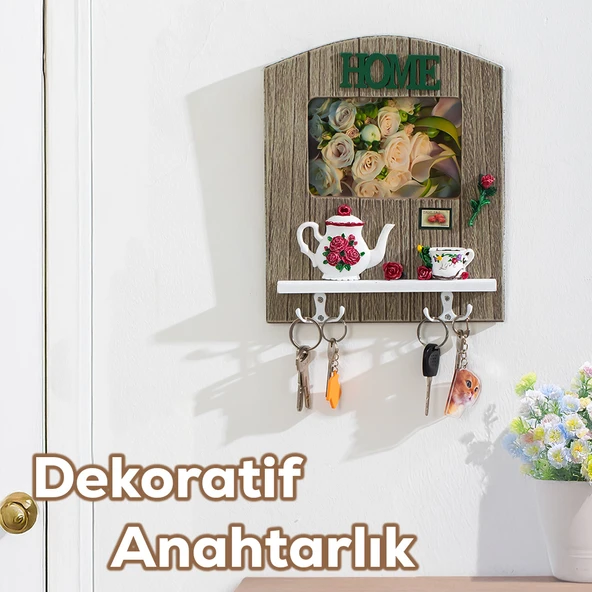 Porsima 2070 Duvara Montajlı Dekoratif Anahtarlık - Duvar Askılı Anahtar Düzenleyici 22X26,5cm - 1