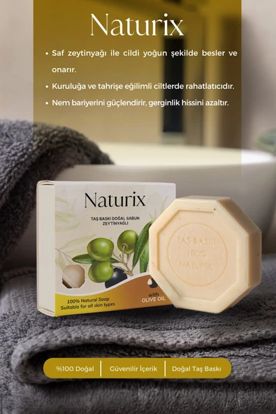 Zeytinyağlı Taş Sabun Nemlendirici ve Onarıcı Kuru Cilt Bakımı - 125 gr - 3