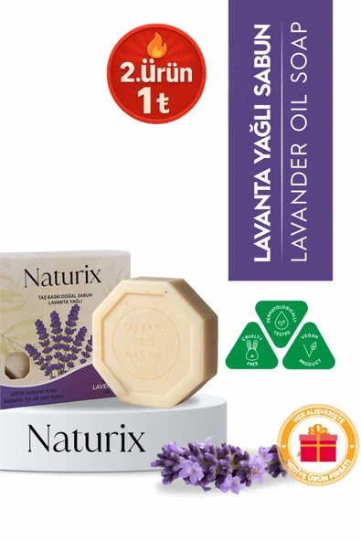 Lavanta Özlü Taş Sabun Yağ Dengesi ve Ferahlatıcı Cilt Bakımı - 125 gr ürün görseli