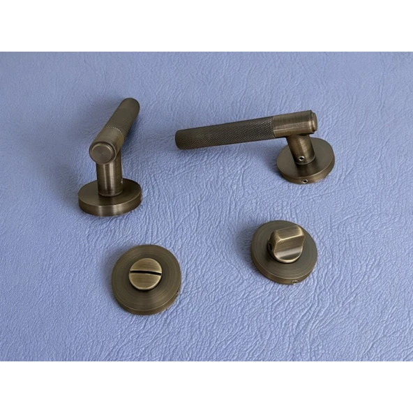 Rivax Meta Antik Sarı Zamak Yuvarlak Rozetli Wc Banyo Kapı Kolu 1 Takım - Resim 5