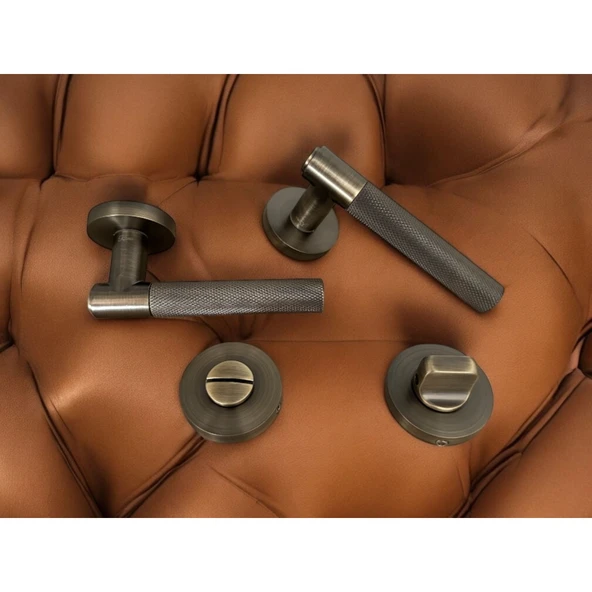 Rivax Meta Antik Sarı Zamak Yuvarlak Rozetli Wc Banyo Kapı Kolu 1 Takım - Resim 3