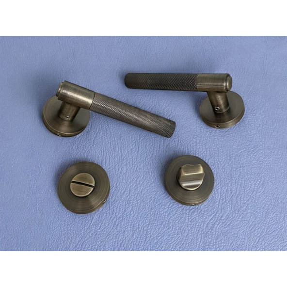 Rivax Meta Antik Sarı Zamak Yuvarlak Rozetli Wc Banyo Kapı Kolu 1 Takım - Resim 4