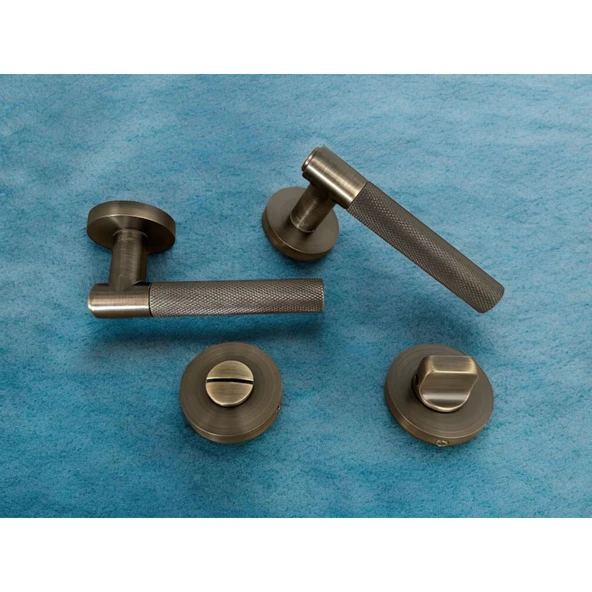 Rivax Meta Antik Sarı Zamak Yuvarlak Rozetli Wc Banyo Kapı Kolu 1 Takım - Resim 6