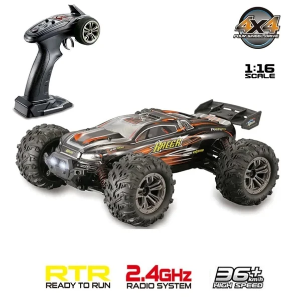 Xinlehong 1:16 Brushless Uzaktan Kumandalı Yüksek Hızlı Rc Araba 36km/s 2.4Ghz 4WD Usb Şarj Kırmızı