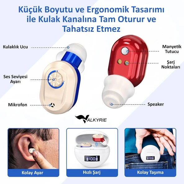 Valkyrie Duyma Yarcımcısı İşitme Cihazı Kulak İçi Ses Yükseltme Cihazı - Büyük Kapasite Kolay Kullanım Ergonomik Tasarım - 5