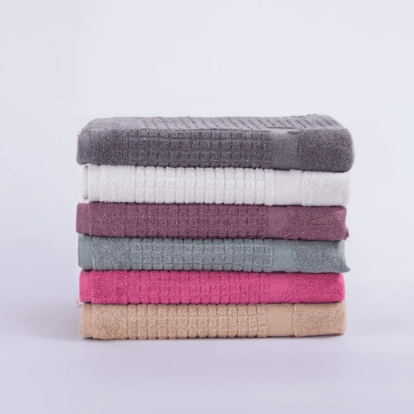 Homedius Banyo Kareli Ayak Desenli Pamuk Ayak Havlusu 50x70cm Antrasit 2’li - 5