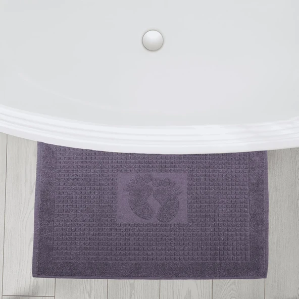 Homedius Banyo Kareli Ayak Desenli Pamuk Ayak Havlusu 50x70cm Antrasit 2’li - 3