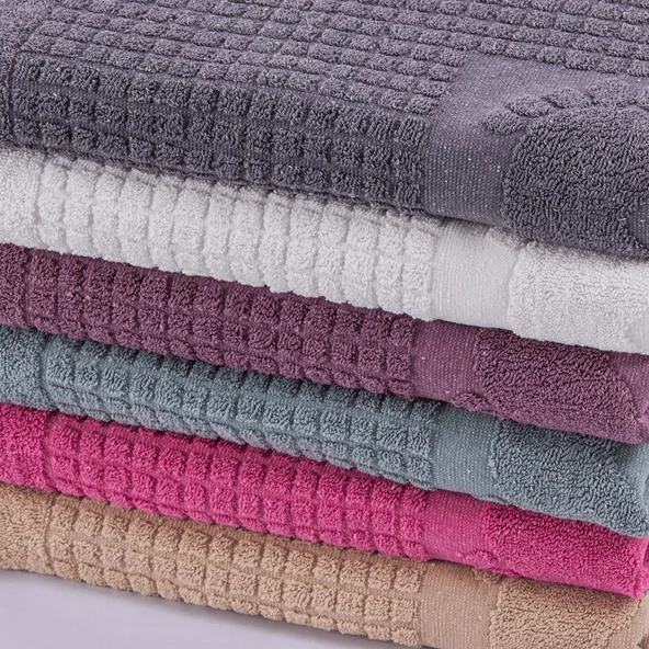 Homedius Banyo Kareli Ayak Desenli Pamuk Ayak Havlusu 50x70cm Antrasit 2’li - 6