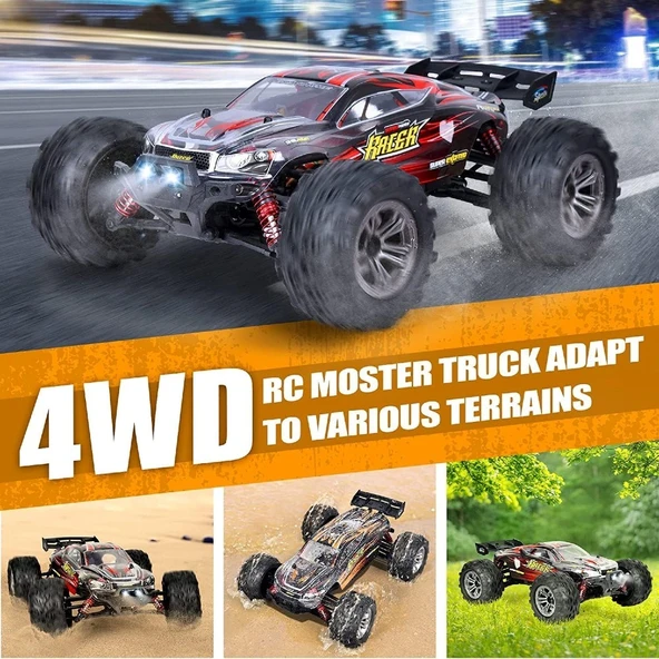 Xinlehong 1:16 Brushless Uzaktan Kumandalı Yüksek Hızlı Rc Araba 36km/s 2.4Ghz 4WD Usb Şarj Mavi - 2